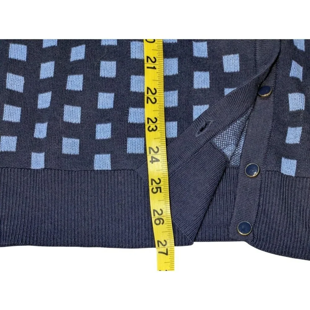 Charter Club Navy & Light Blue Checkered Button-Front Cardigan XXL Cotton Blend - Picture 11 of 13